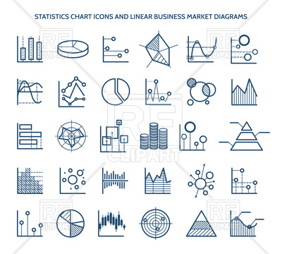 400x360 Statistics Chart Icons And Linear Business Market Diagrams Vector