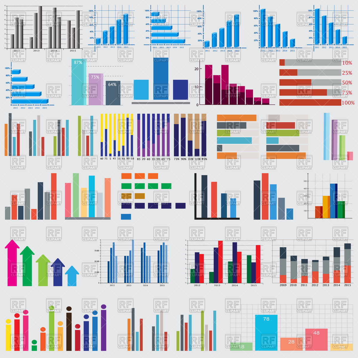 1200x1200 Charts And Graphs For Reports And Statistics Vector Image Vector