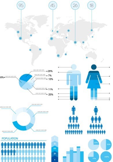 391x559 Free Blue Infographic Statistics Design Elements Vector