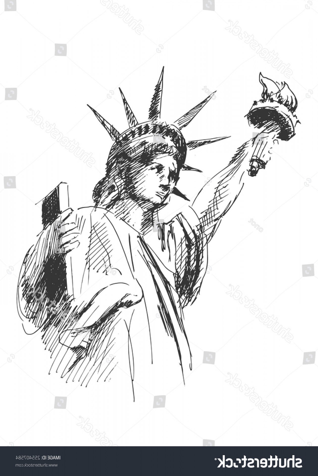 1285x1920 Hand Sketch Statue Liberty Vector Illustration Lazttweet