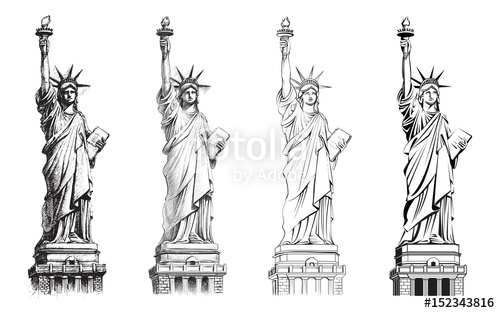 500x313 Statue Of Liberty, Vector Collection Of Illustrations. Stock