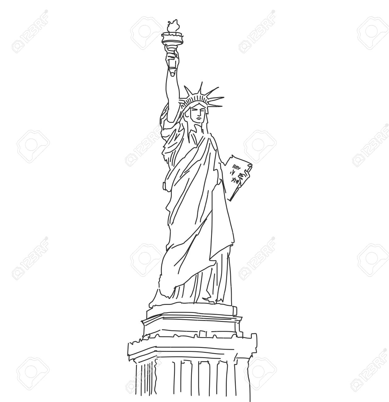 1259x1300 Drawn Statue Of Liberty Vector
