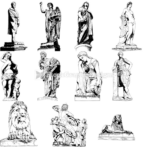 578x578 Statue Vector Set Stockgraphicdesigns