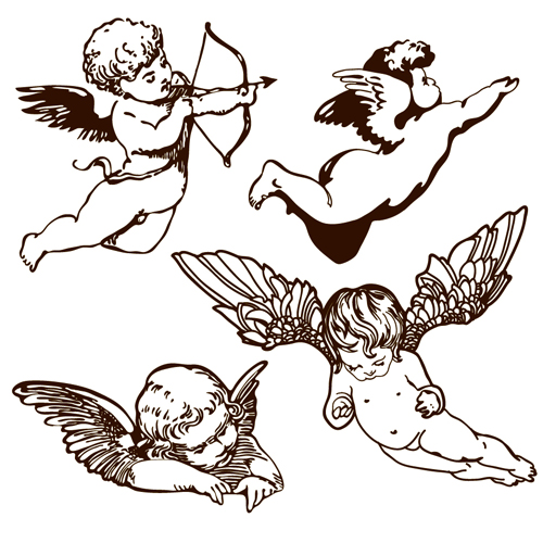 500x500 Vintage Angels Statue Vector 05 Free Download