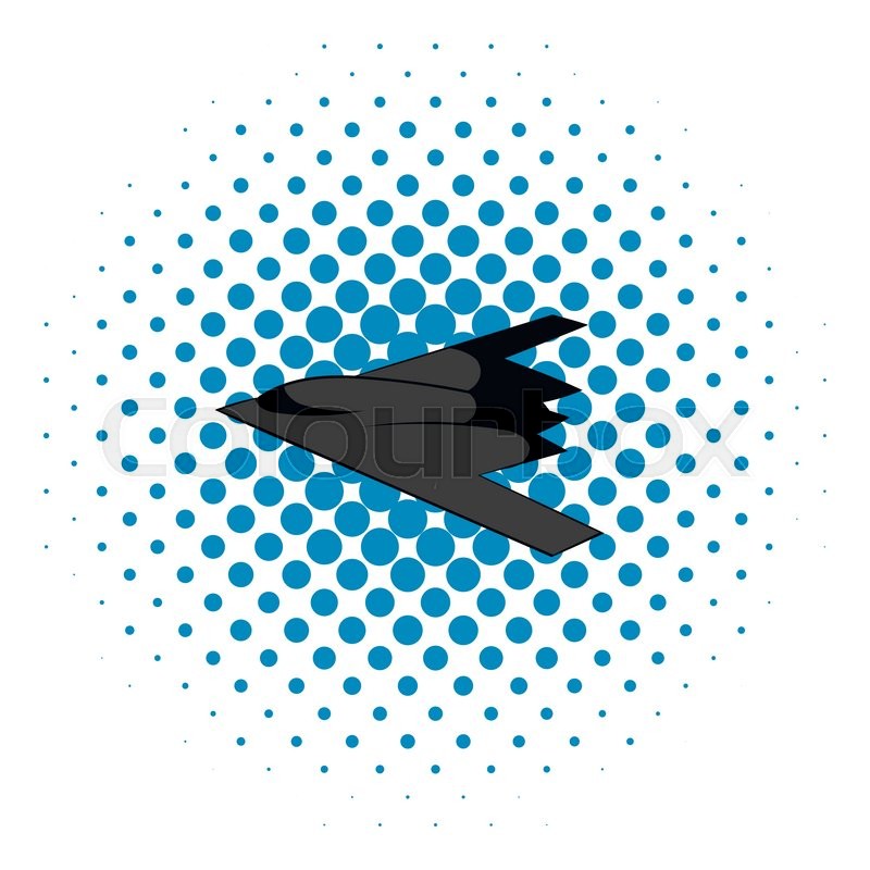 800x800 Stealth Bomber Icon In Comics Style On A White Background Stock