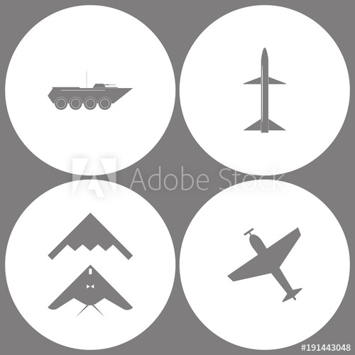 500x500 Vector Illustration Set Office Army Icons. Elements Of Armored