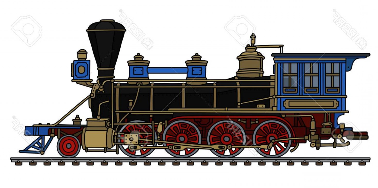 1560x778 Photostock Vector Vintage American Wild West Steam Locomotive