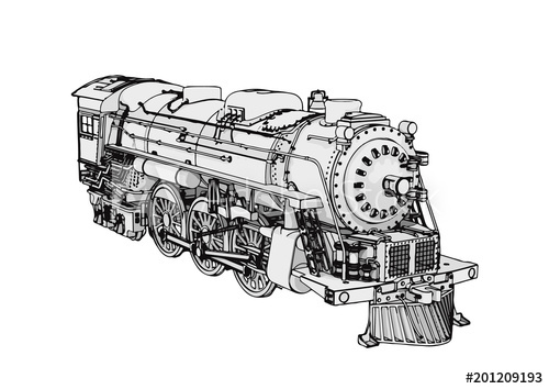 500x354 Silhouette Retro Steam Engine Vector