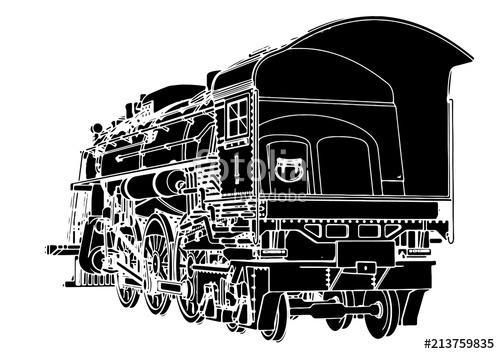 500x354 Silhouette Retro Steam Engine Vector Stock Image And Royalty Free