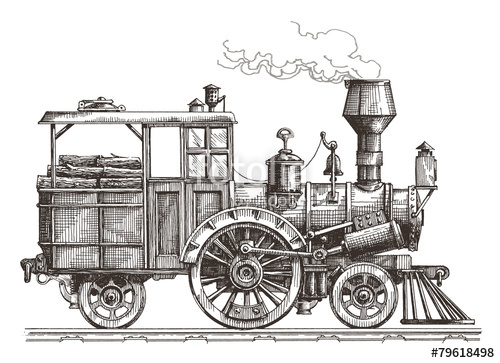 500x363 Steam Locomotive Vector Logo Design Template. Train Or Transport