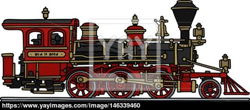 512x225 Classic Red American Steam Locomotive Vector