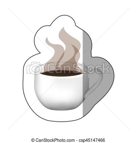 450x470 Color Coffee Cup With Steam, Vector Ilustraction Design Image.