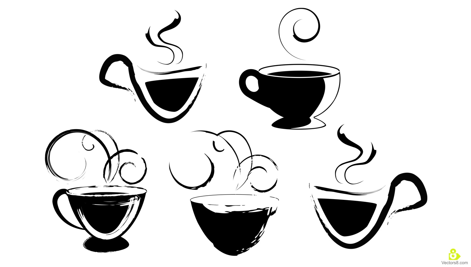 1500x850 Silhouettes Of Coffee Cup With Steam Free Vector Amp Clipart Design