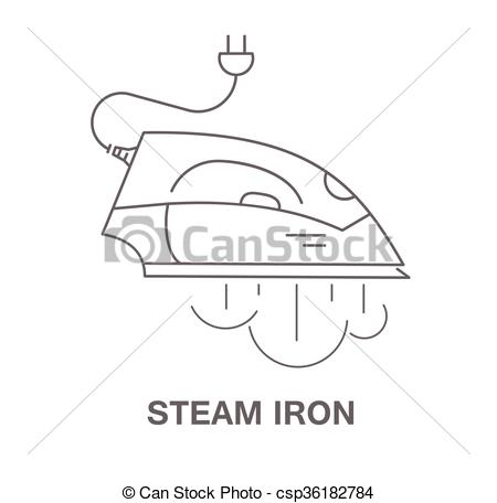 450x456 Simple Icon Iron With Steam, Vector Illustration.