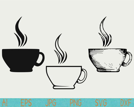 570x456 Tea Cup Svgcup Svgcup Of Teasilhouettesteamvector Etsy