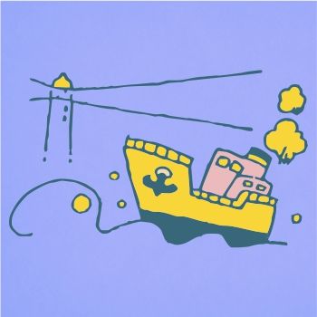 350x350 Steamboat And Lighthouse Draw Vector Design Yougraph