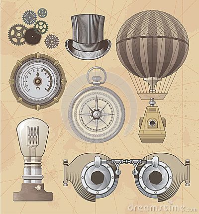 400x430 Vintage Steampunk Vector Design Set