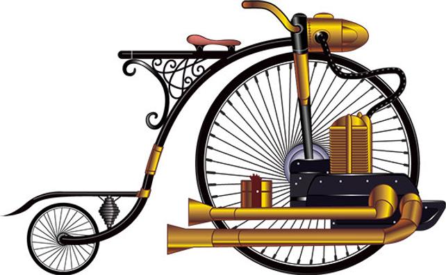 642x396 Steampunk Bike Vector Art Print Etsy