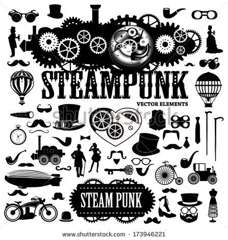 447x470 Set Of Steampunk Design Elements