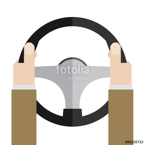 500x500 Hands Holding Steering Wheel, Vector Illustration In Flat Style