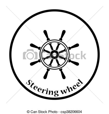 450x470 Icon Of Steering Wheel . Thin Circle Design. Vector Illustration.