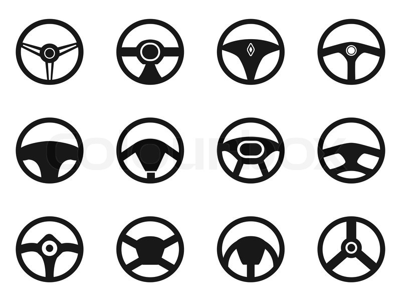 800x600 Isolated Steering Wheel Icons Set From White Background Stock