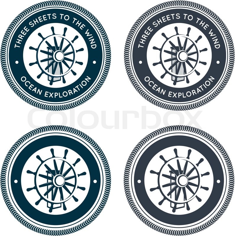 795x800 Nautical Emblem With Steering Wheel Stock Vector Colourbox