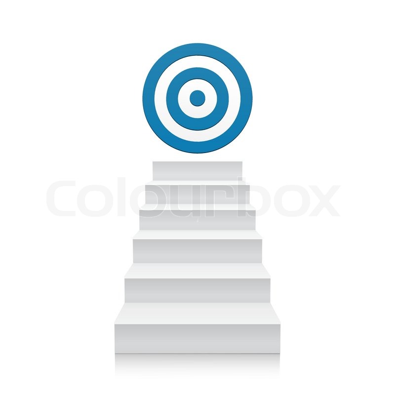 800x800 Stairs With Blue Target Icon Isolated On White Background. Steps
