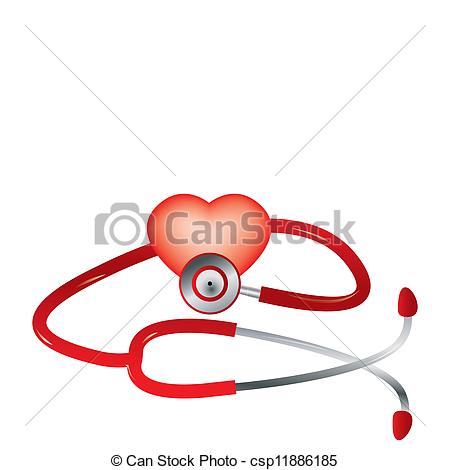 450x470 Red Stethoscope And Red Heart Vector.