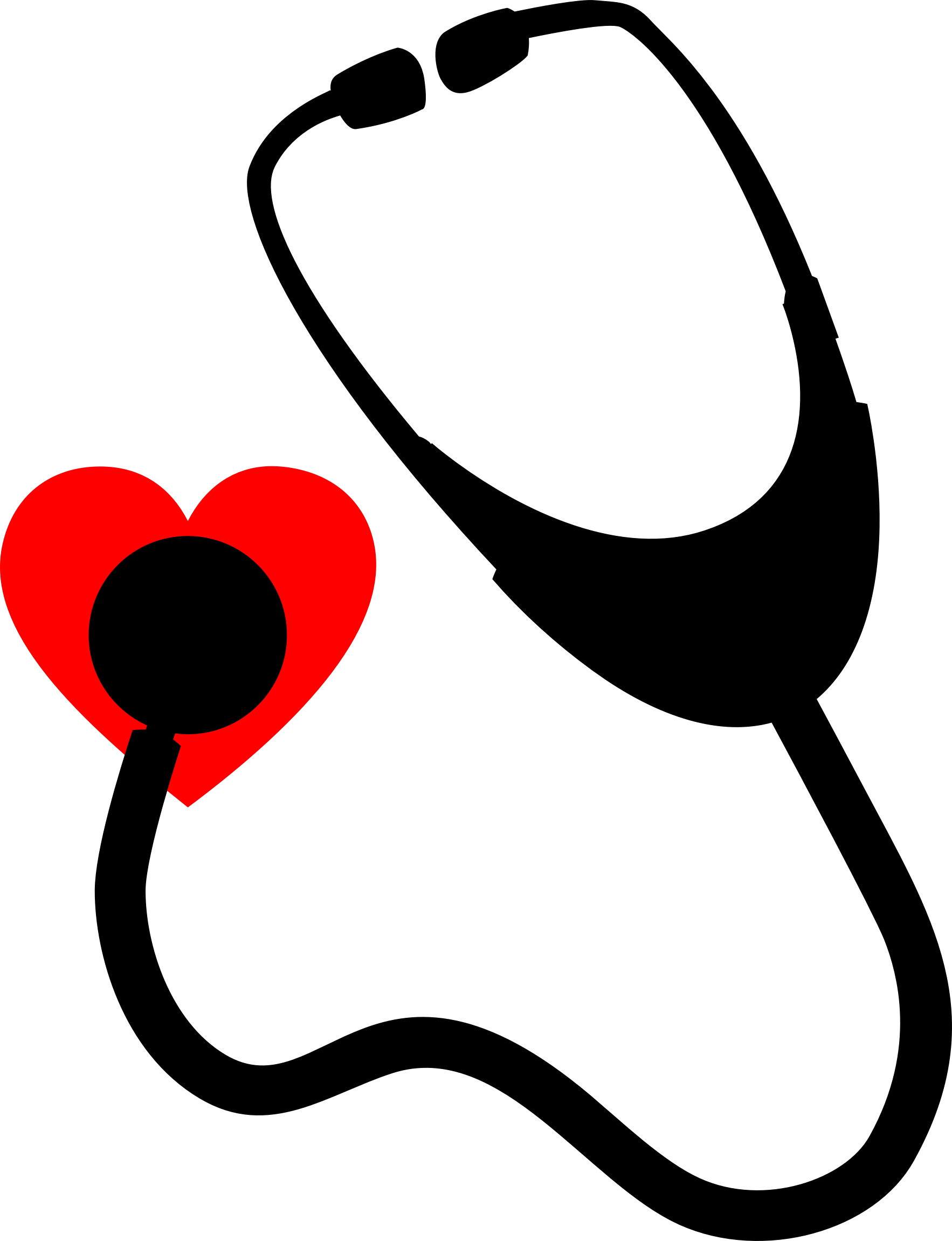 1766x2302 Heart With Stethoscope Black And White Library