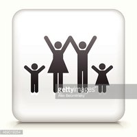 200x200 Royalty Free Vector Icon Button With Stick Figure Family Icon