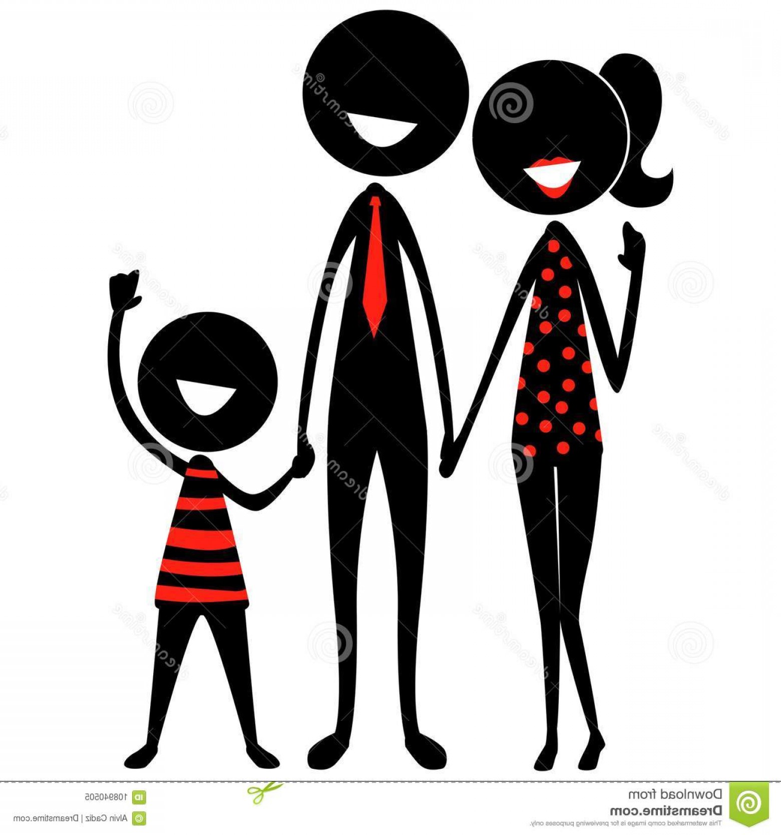 1560x1668 Stick Figure Black Silhouette Family Vector Illustration Happy