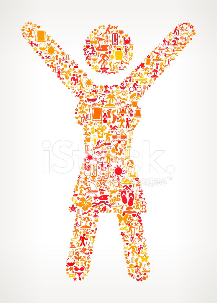 736x1024 Happy Stick Figure On Summer Royalty Free Vector Art Pattern Stock