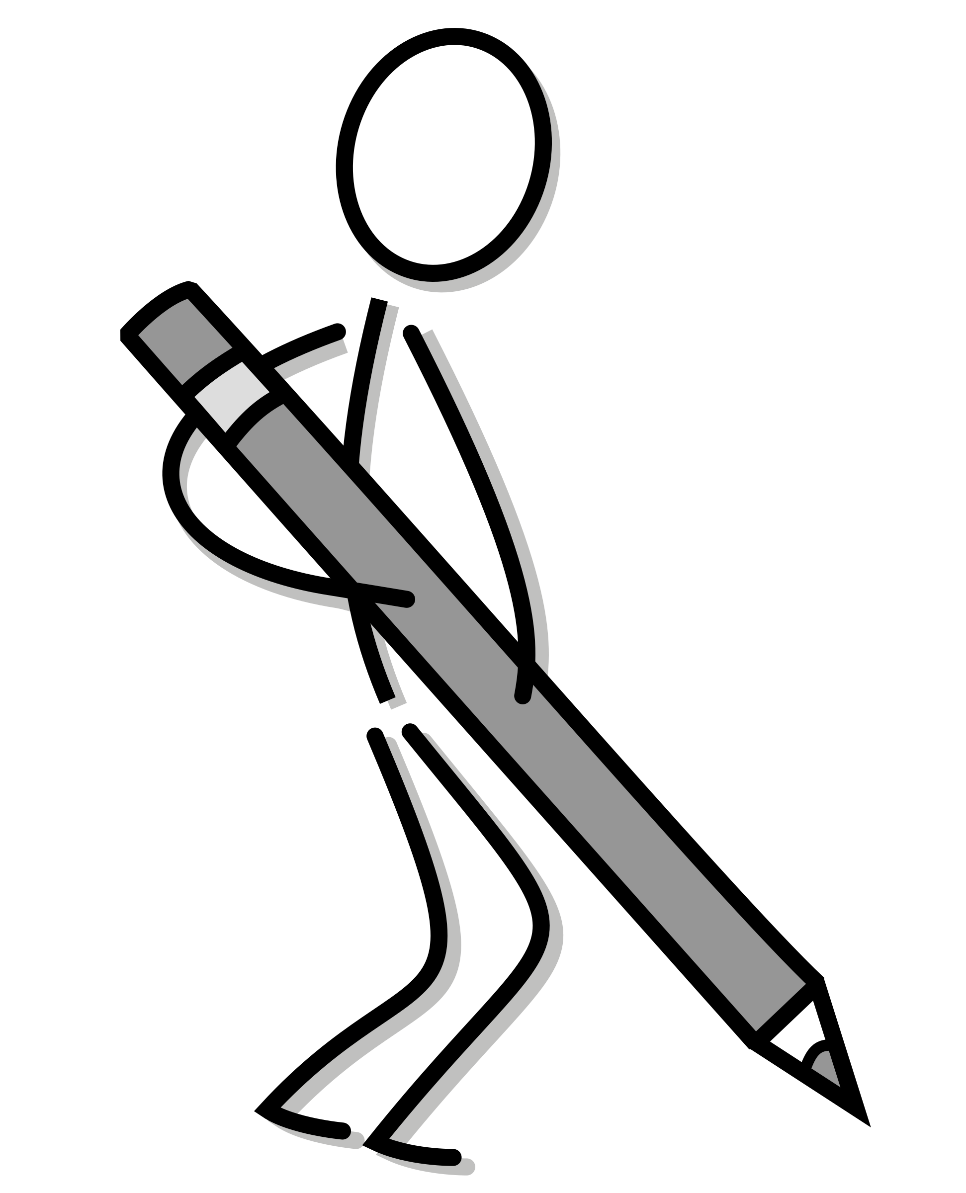 1943x2400 Stick Figure With Pencil Vector Clipart Image