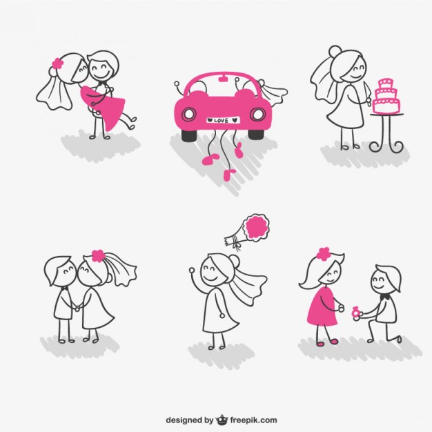 626x626 Wedding Stick Figure Couple Vector Free Download