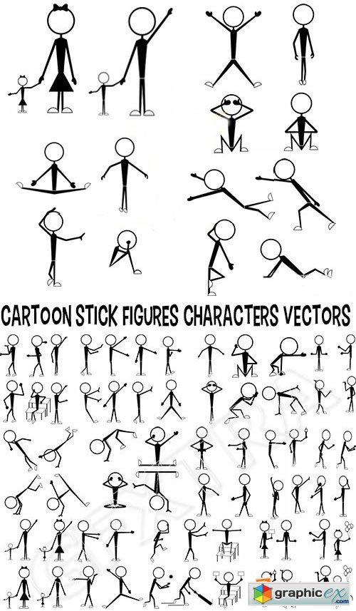 500x857 Cartoon Stick Figures Characters Vectors Free Download Vector