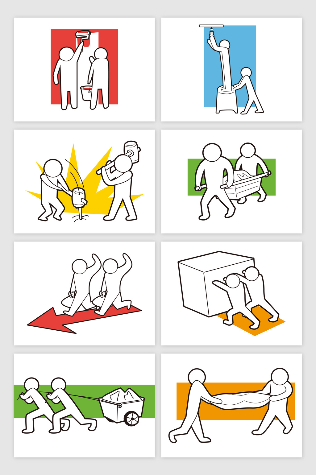 1024x1540 Renovation Construction Workers Stick Figure Vector Graphic Free