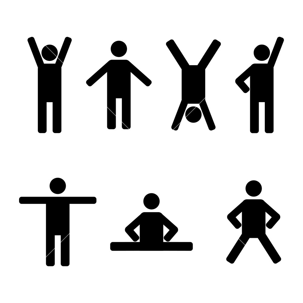 1000x1000 A Set Of Stick Figures, Black Mens Silhouettes On A White