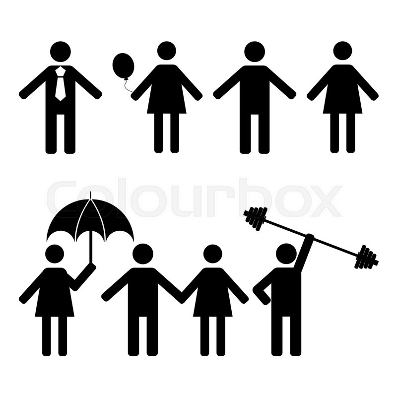 800x800 A Set Of Stick Figures, Black Womans And Mens Silhouettes On A