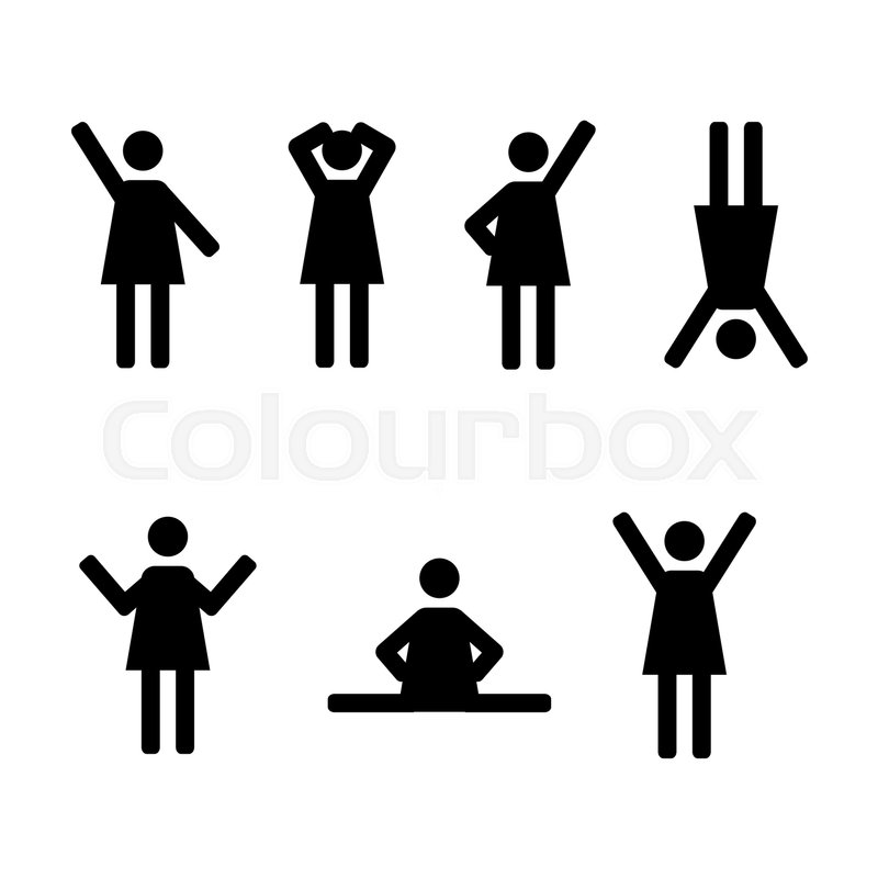 800x800 A Set Of Stick Figures, Black Womans Silhouettes On A White