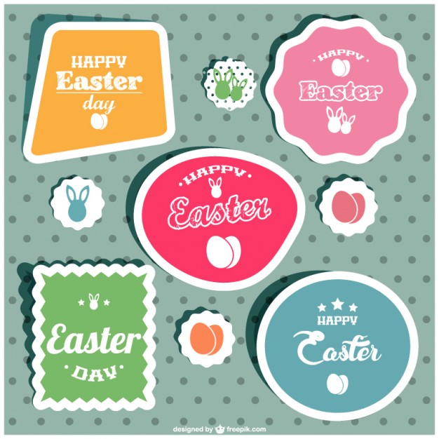 626x626 Happy Easter Stickers Vector Free Download