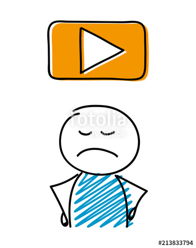 395x500 Video Player Icon With Angry Stickman. Vector. Stock Image And