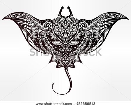 450x366 Ornate Stingray Fish In Tattoo Style. Isolated Vector Illustration