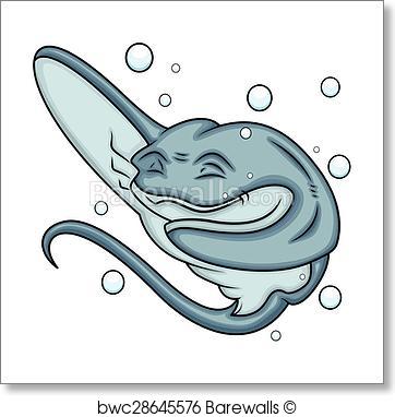 362x382 Art Print Of Cartoon Stingray Vector Barewalls Posters Amp Prints