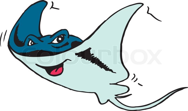 800x473 Happy Cartoon Stingray Stock Vector Colourbox