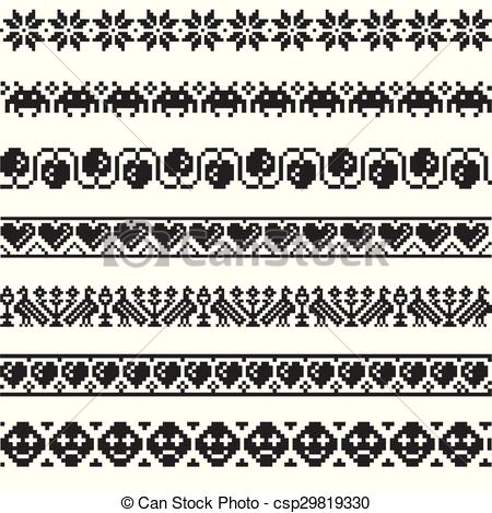 450x469 Set Patterns For Embroidery Stitch. Set Of Vector Patterns For