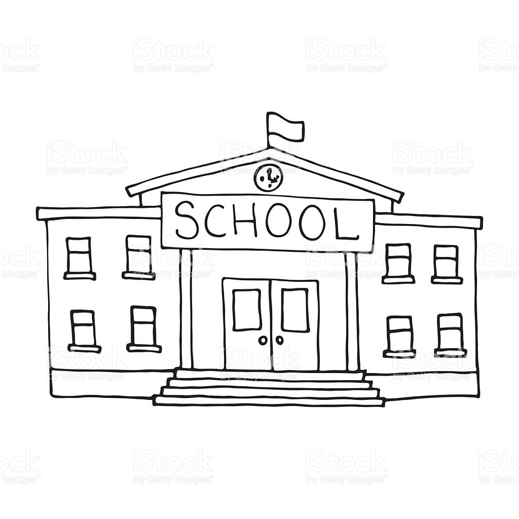 1024x1024 School Building Doodle Outlined Stock Vector Art More Images Of