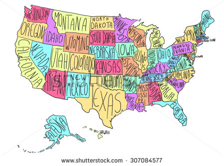450x333 A Vector Illustration Of Usa Map In Cartoon Style Stock Vector Art