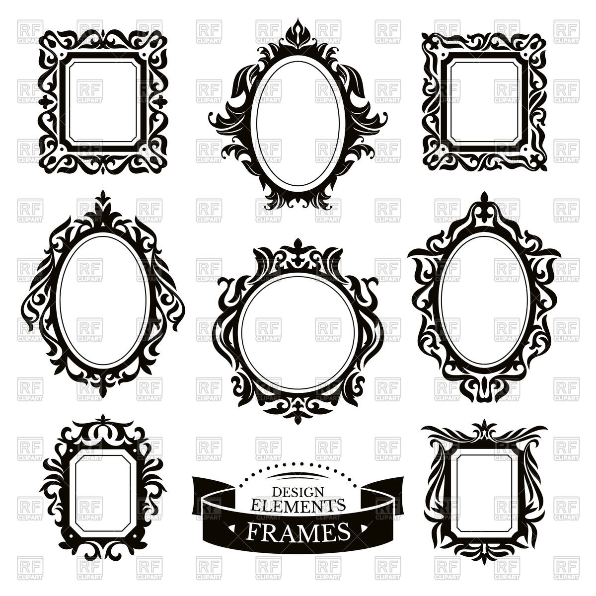 1200x1200 Set Of Vintage (Baroque) Frames Vector Image Vector Artwork Of
