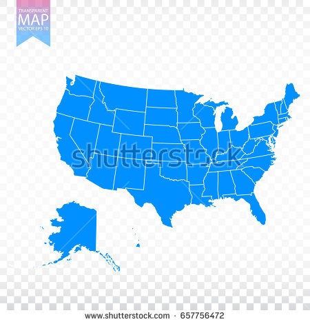 450x470 Stock Vector Transparent High Detailed Blue Map Of United States